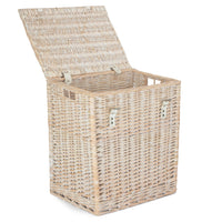 White Wash Vintner Storage Wicker Picnic Basket