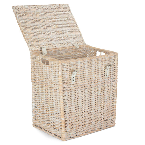Red Hamper White Wash Vintner Storage Wicker Picnic Basket