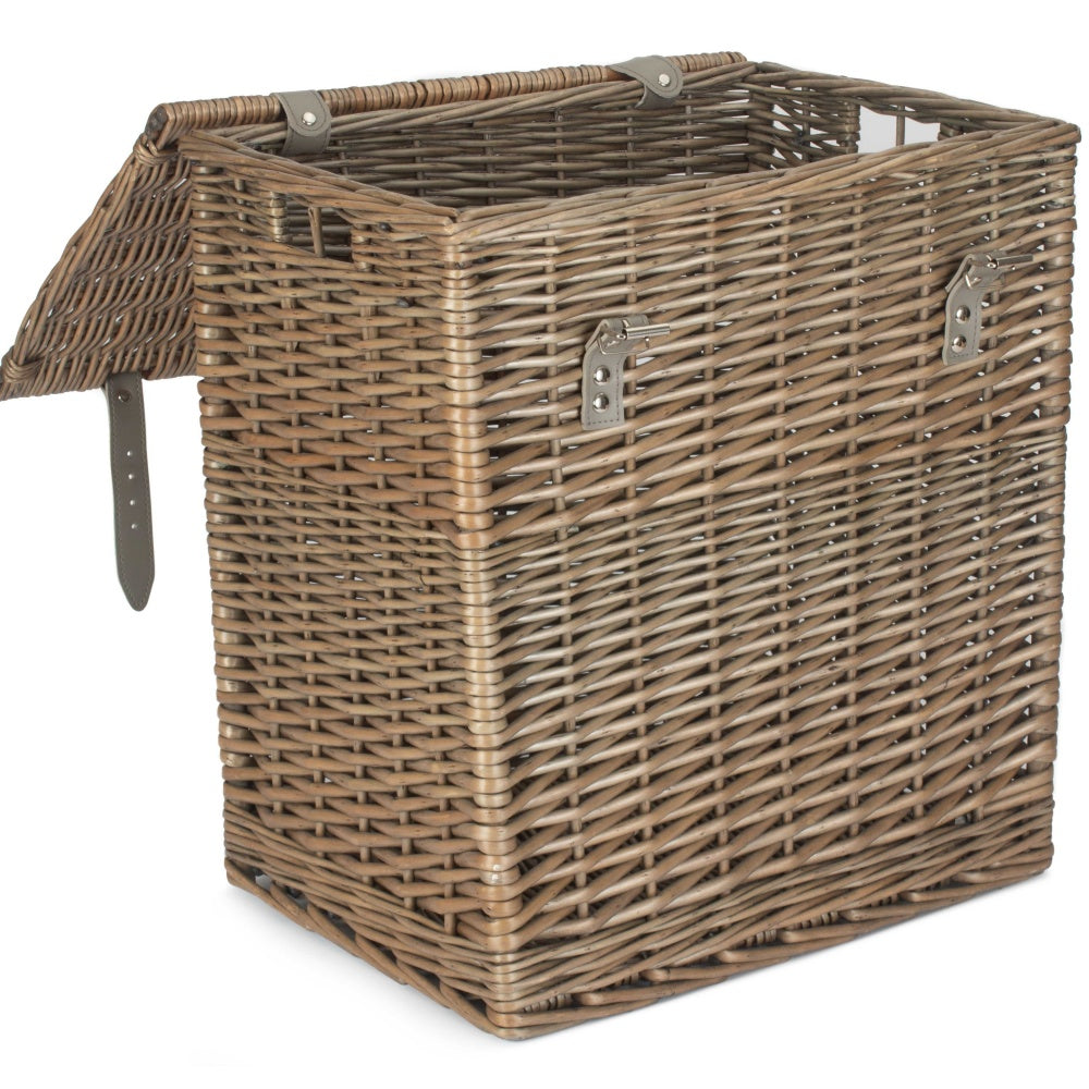 Antique Wash Vintner Storage Wicker Picnic Basket