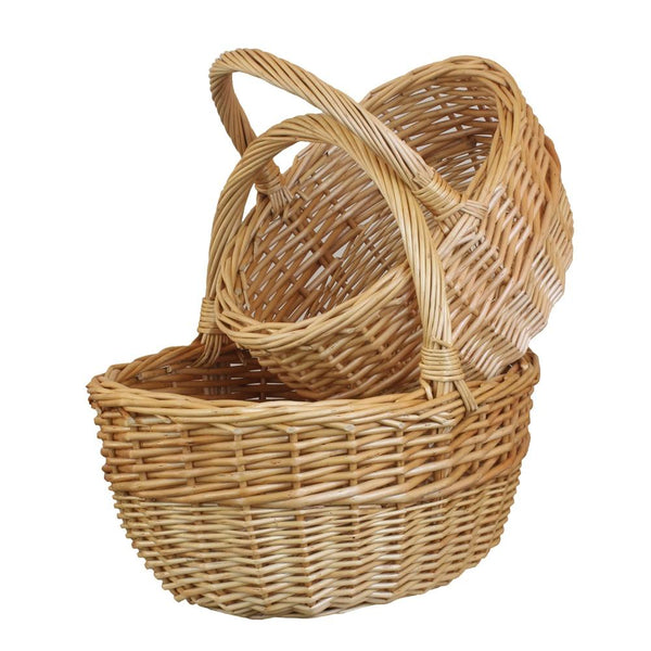 Red Hamper Buff Willow Oval Wicker Shopping Basket