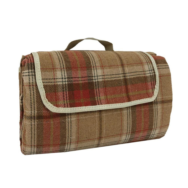 Red Hamper Burnt Orange Polyester Fleece Tartan Picnic Rug