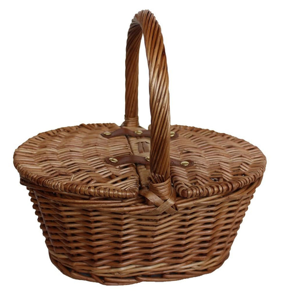 Red Hamper Childs Light Steamed Finish Oval Picnic Basket