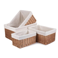 Red Hamper Cotton Lined Double Steamed Storage Wicker Basket