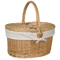 Red Hamper Buff Oval Butterfly Lidded Picnic Basket