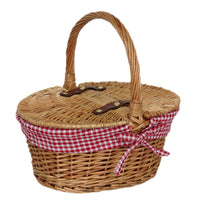 Gefütterter ovaler Picknickkorb mit Deckel für Kinder 