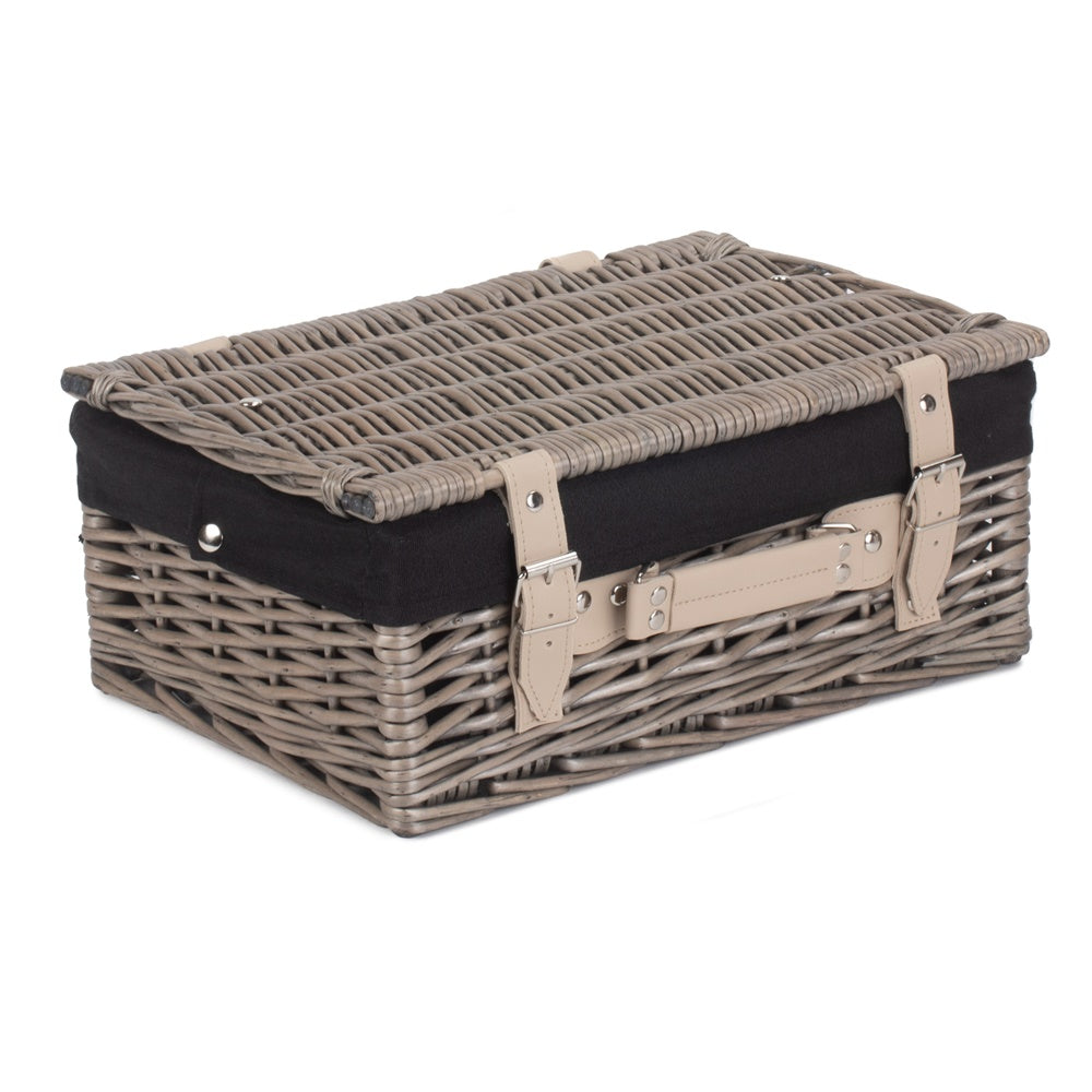 Red Hamper 36cm Antique Wash Wicker Picnic Basket with Cotton Lining