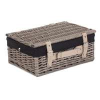Red Hamper 36cm Antique Wash Wicker Picnic Basket with Cotton Lining