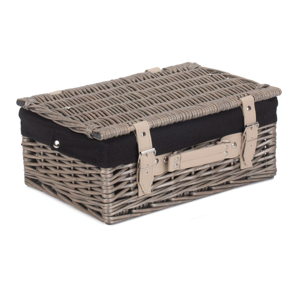 36cm Antique Wash Wicker Picnic Basket with Cotton Lining