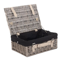 Red Hamper 36cm Antique Wash Wicker Picnic Basket with Cotton Lining