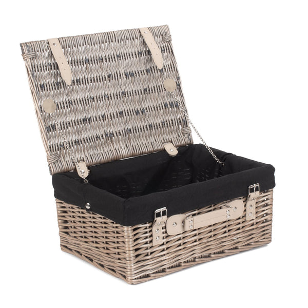 Red Hamper 41cm Antique Wash Wicker Picnic Basket with Cotton Lining
