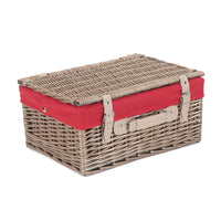 Red Hamper 41cm Antique Wash Wicker Picnic Basket with Cotton Lining