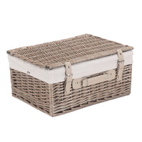 41cm Antique Wash Wicker Picnic Basket with Cotton Lining