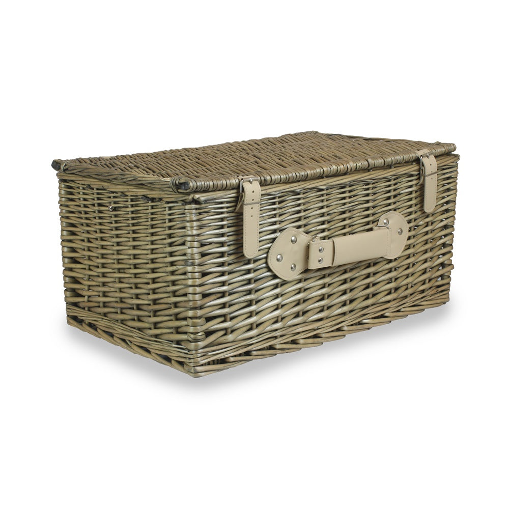 51cm Antique Wash Wicker Picnic Basket with Cotton Lining