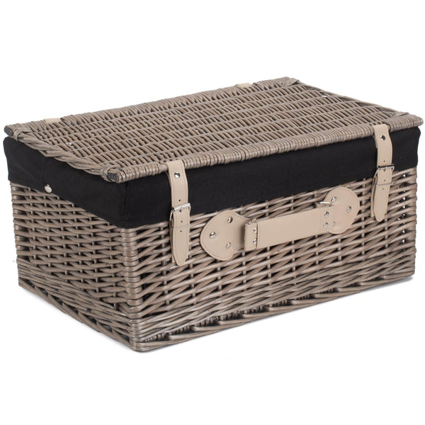 51cm Antique Wash Wicker Picnic Basket with Cotton Lining