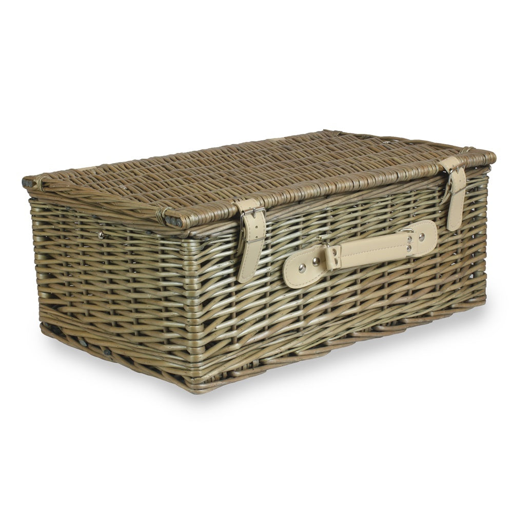 46cm Antique Wash Wicker Picnic Basket with Cotton Lining