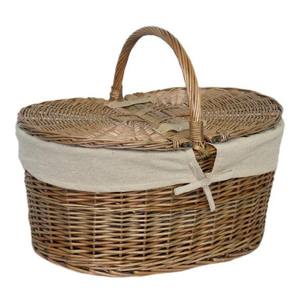 Red Hamper Deep Antique Wash Oval Picnic Basket