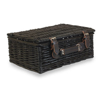 Red Hamper 36cm Empty Black Willow Picnic Basket With Cotton Lining