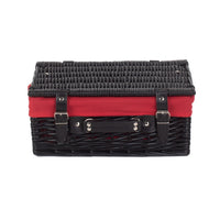Red Hamper 36cm Empty Black Willow Picnic Basket With Cotton Lining