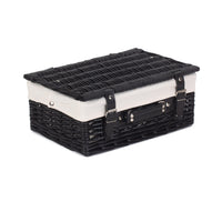 Red Hamper 36cm Empty Black Willow Picnic Basket With Cotton Lining