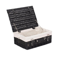 36cm Empty Black Willow Picnic Basket With Cotton Lining