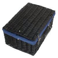 Red Hamper 51cm Empty Black Willow Picnic Basket With Cotton Lining