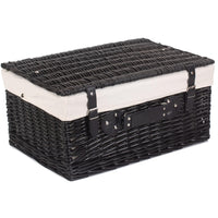 Red Hamper 51cm Empty Black Willow Picnic Basket With Cotton Lining