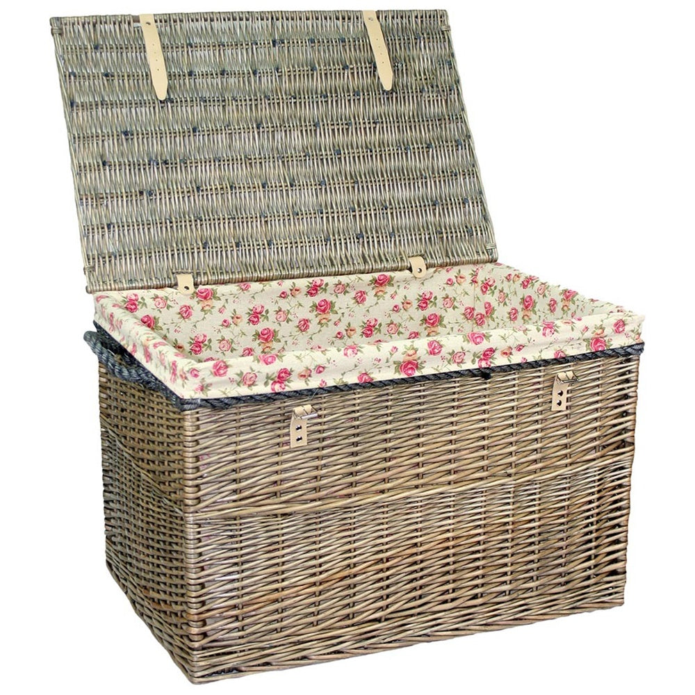 Grand panier en osier de rangement de lavage antique