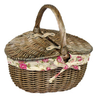 Red Hamper Small Antique Wash Double Lidded Oval Picnic Basket