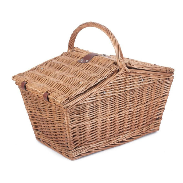 Red Hamper Large Sloped Sided Double Lidded Empty Wicker Basket