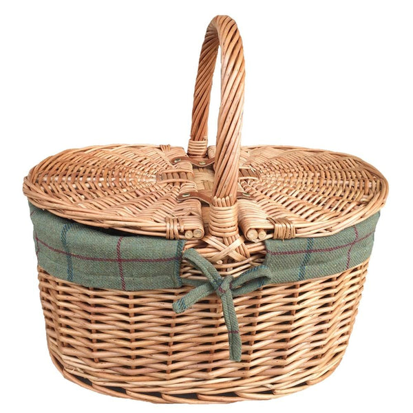 Red Hamper Large Light Steamed Oval Butterfly Lidded Picnic Basket