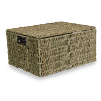 Red Hamper Lidded Seagrass Storage Baskets