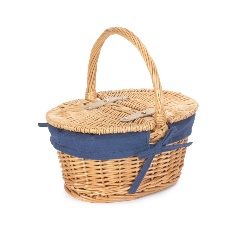 Child's Lined Oval Lidded Picnic Basket