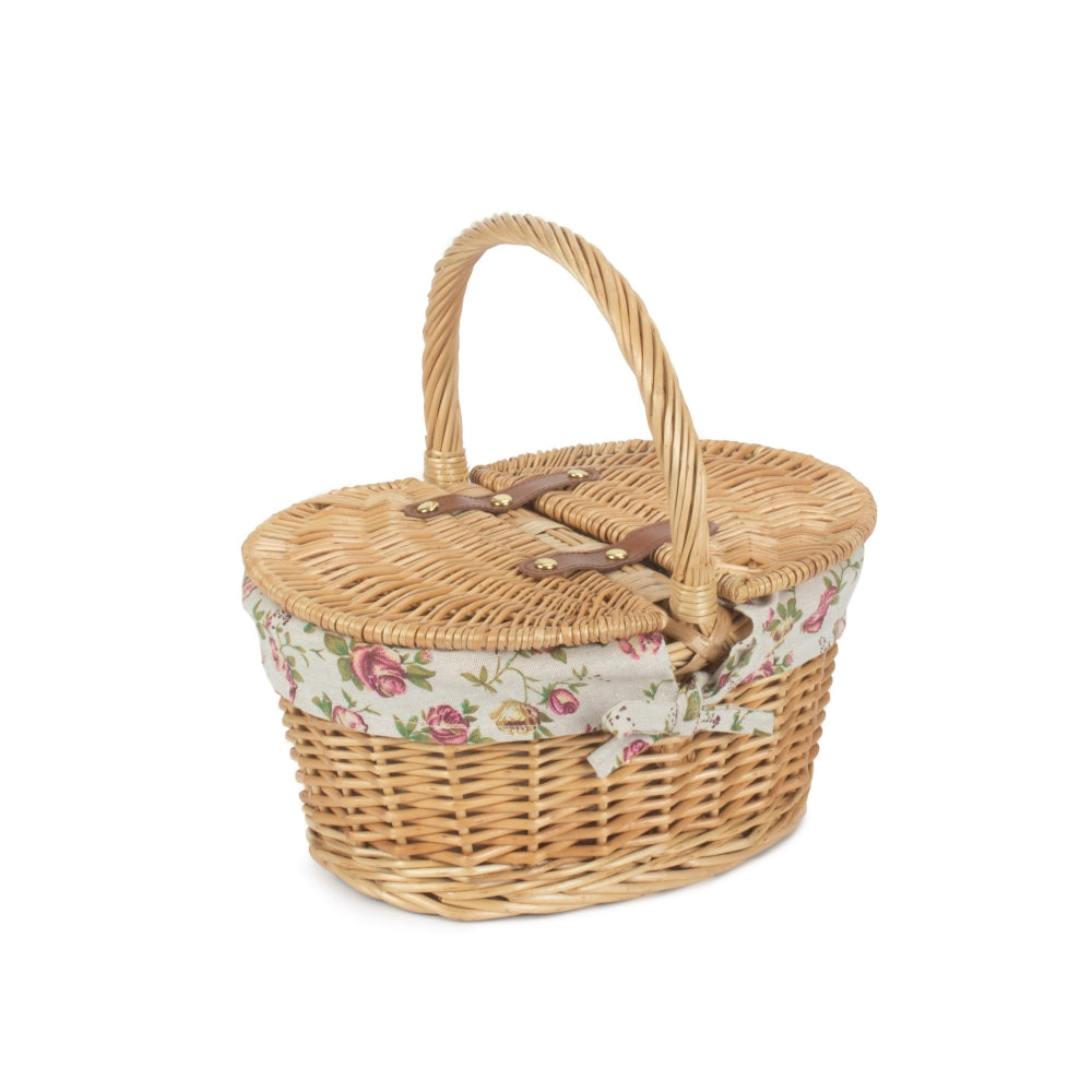 Child's Lined Oval Lidded Picnic Basket