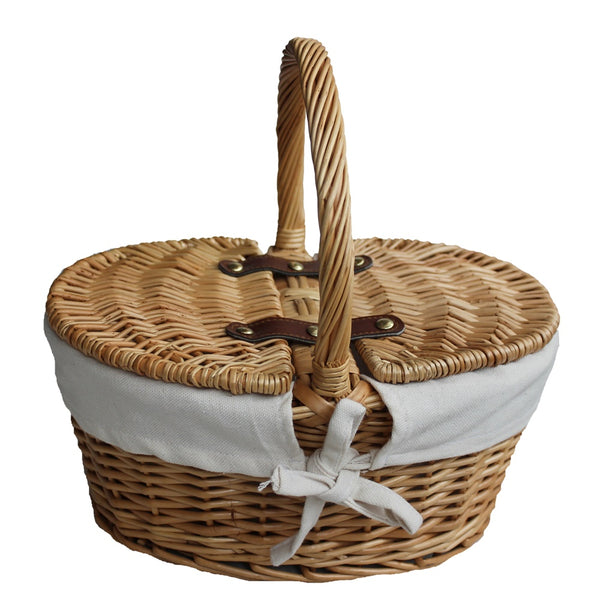 Child's Lined Oval Lidded Picnic Basket