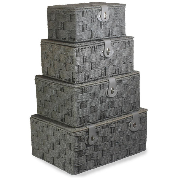 Red Hamper Twisted Grey Paper Rope Picnic Basket