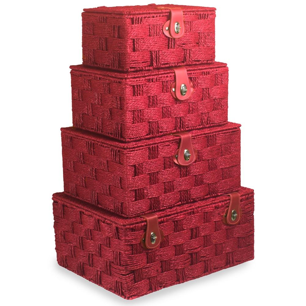 Red Hamper Twisted Red Paper Rope Hamper Basket