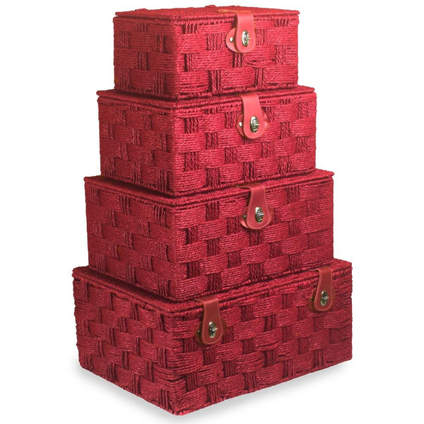 Red Hamper Twisted Red Paper Rope Hamper Basket
