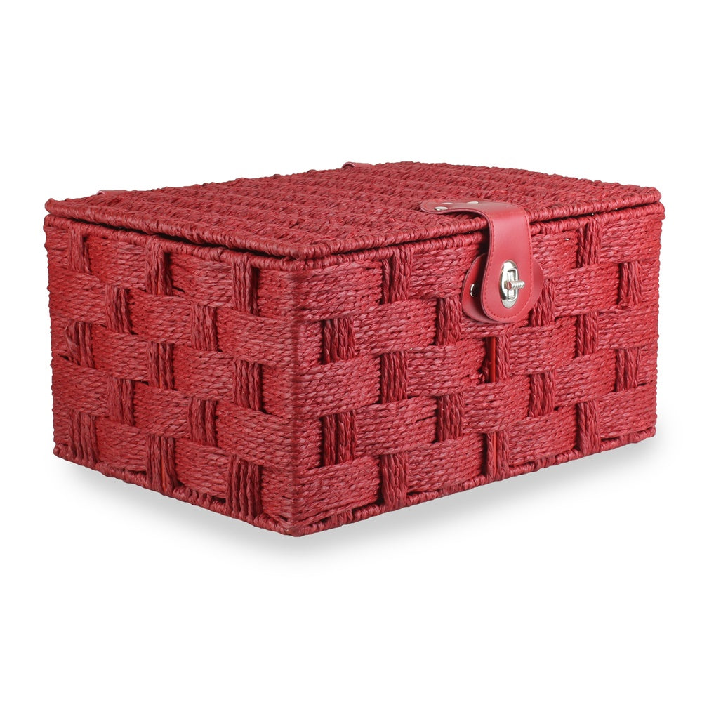 Panier à panier en corde de papier rouge torsadé