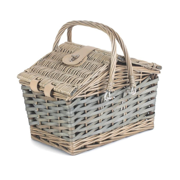 Red Hamper Poplar Antique Wash Swing Handle Picnic Basket