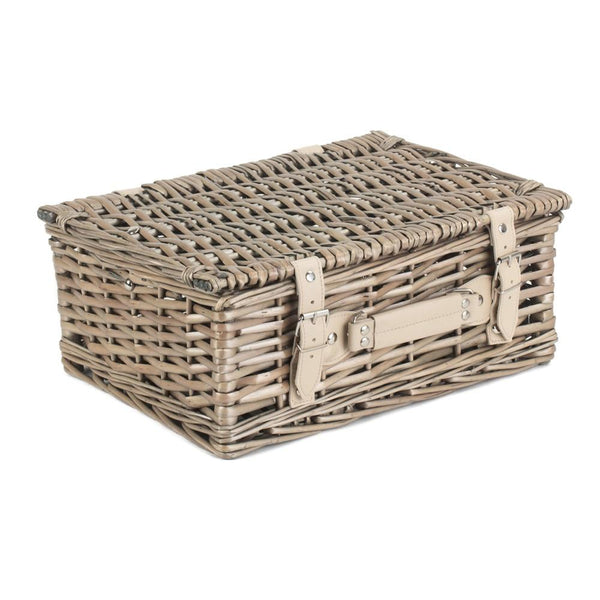 Red Hamper Antique Wash Split Willow Wicker Picnic Basket
