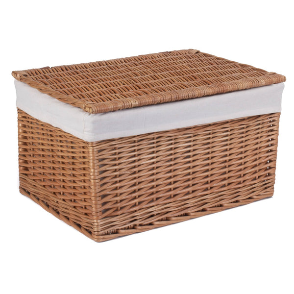 Red Hamper Light Steamed Cotton Lined Wicker Storage Basket