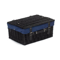 Red Hamper 41cm Empty Black Willow Picnic Basket With Cotton Lining