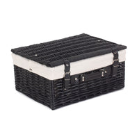 Red Hamper 41cm Empty Black Willow Picnic Basket With Cotton Lining