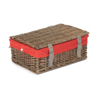 Red Hamper Antique Wash 35cm Empty Wicker Hamper Basket