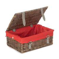 Red Hamper Antique Wash 35cm Empty Wicker Hamper Basket