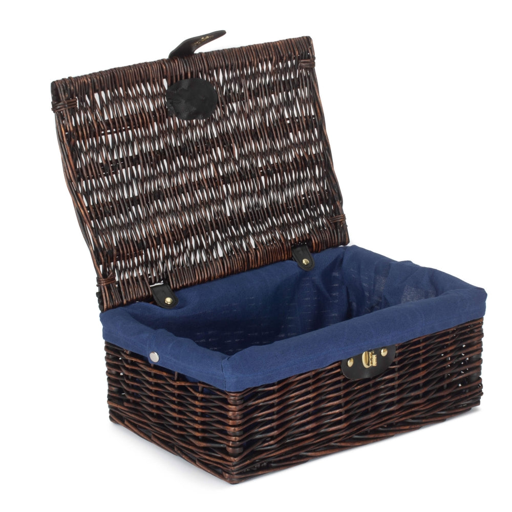 35cm Chocolate Brown Lined Wicker Picnic Basket