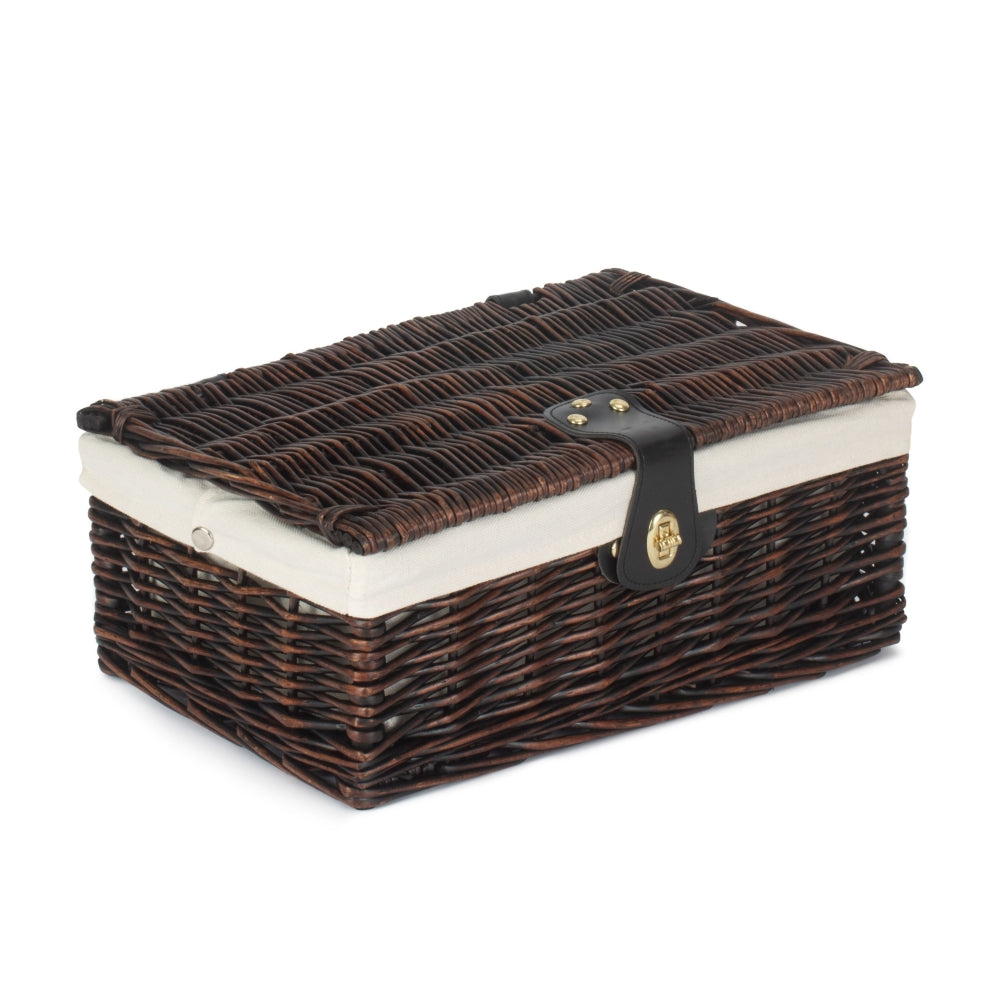 35cm Chocolate Brown Lined Wicker Picnic Basket