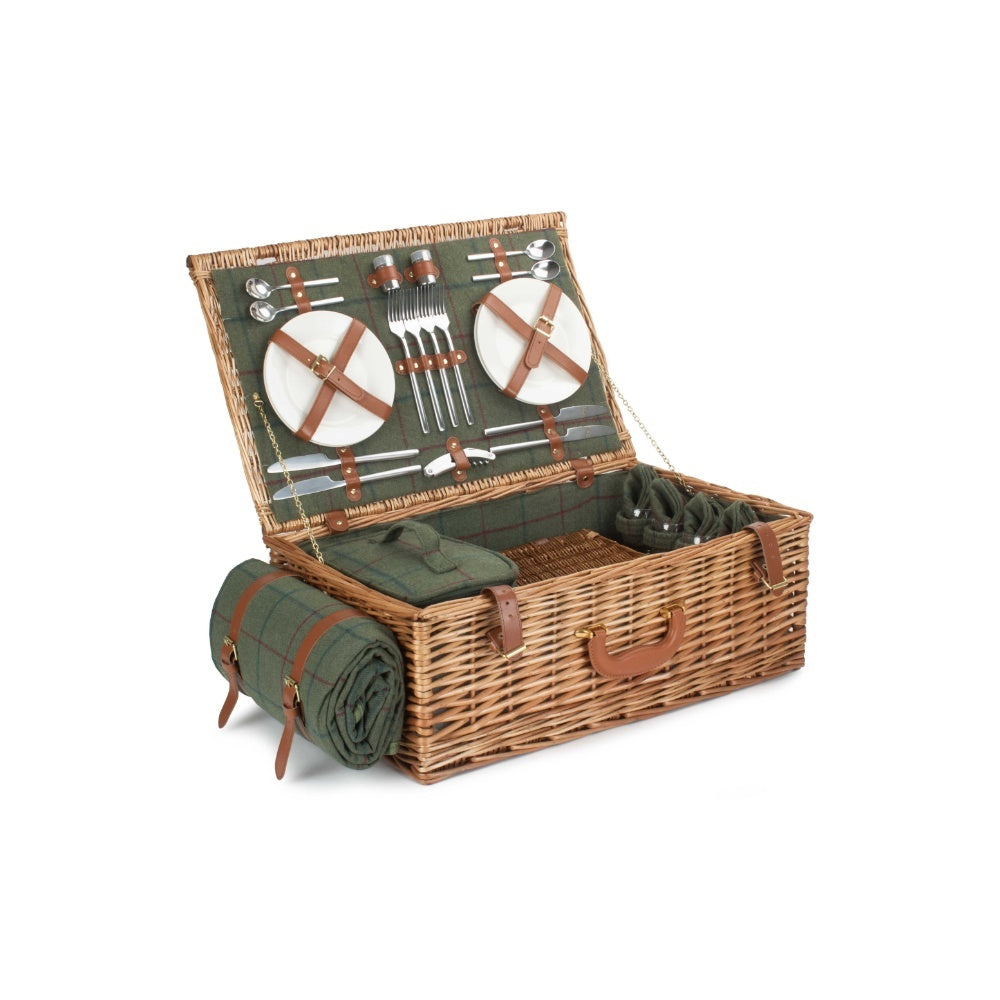 Deluxe grüner Tween-Picknickkorb für 4 Personen