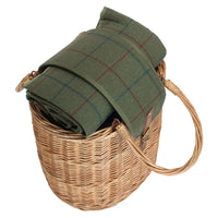 Panier de pique-nique pour boissons, sac isotherme ovale en tweed vert