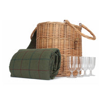 Red Hamper Oval Green Tweed Fitted Cool Bag Drinks Picnic Basket
